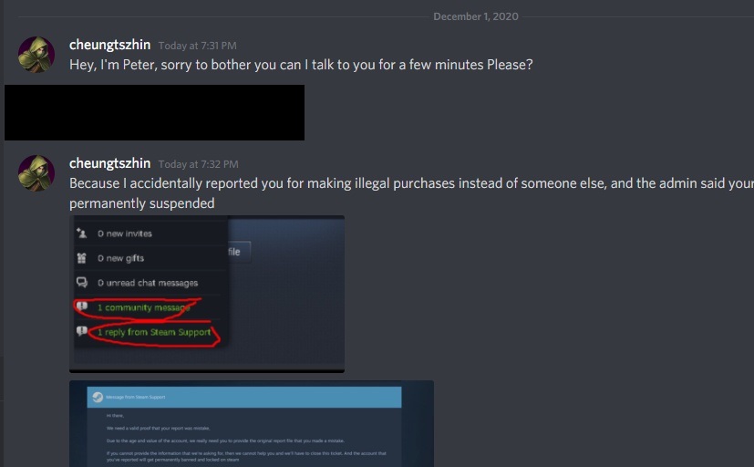 Steam users: Don't fall for the I accidentally reported you scam