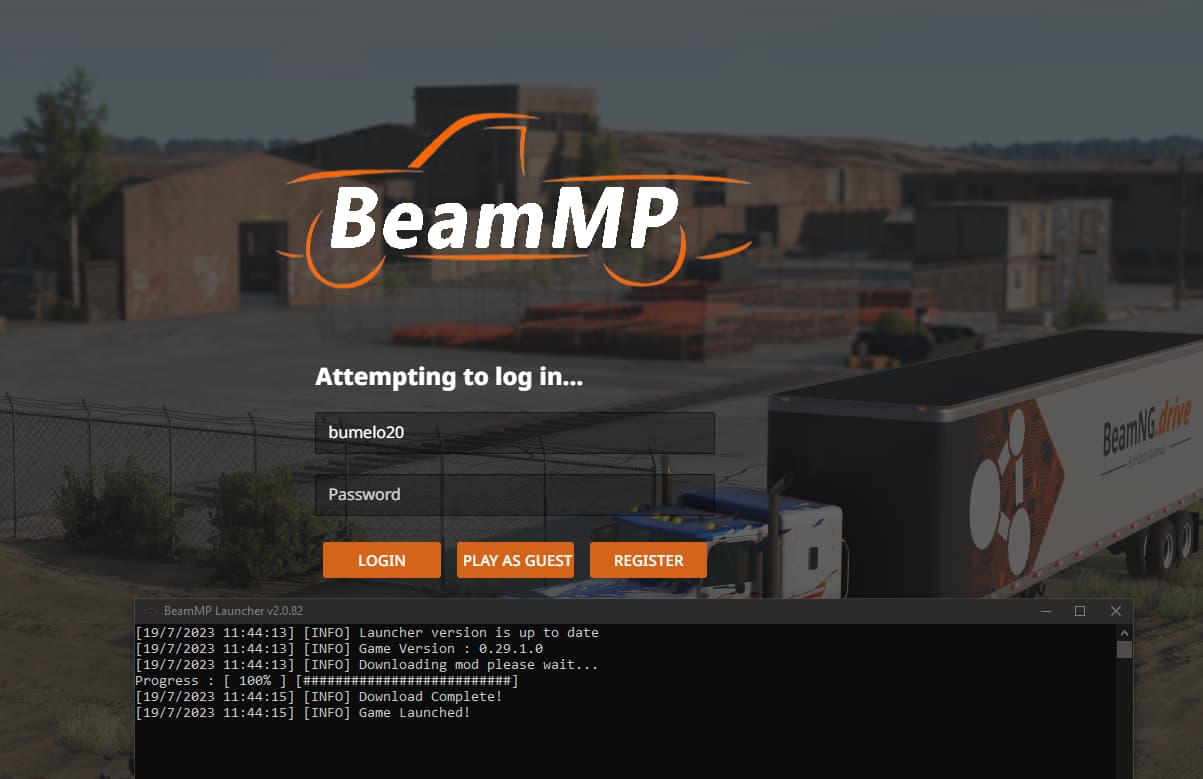 Can't log in to BeamMP launcher / Stuck on "attempting to log in